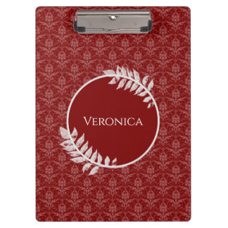 Portapapeles de Damask Red Elegant