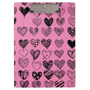 Portapapeles de dibujo de escriba de corazón negro