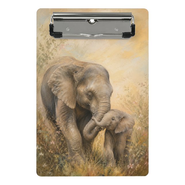 Portapapeles de elefante madre y bebé |  (Anverso)