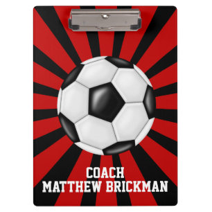 Portapapeles de equipo de fútbol entrenador rojo n