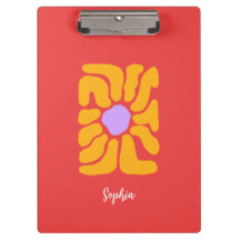 Portapapeles de flor Boho dibujado a mano minimali