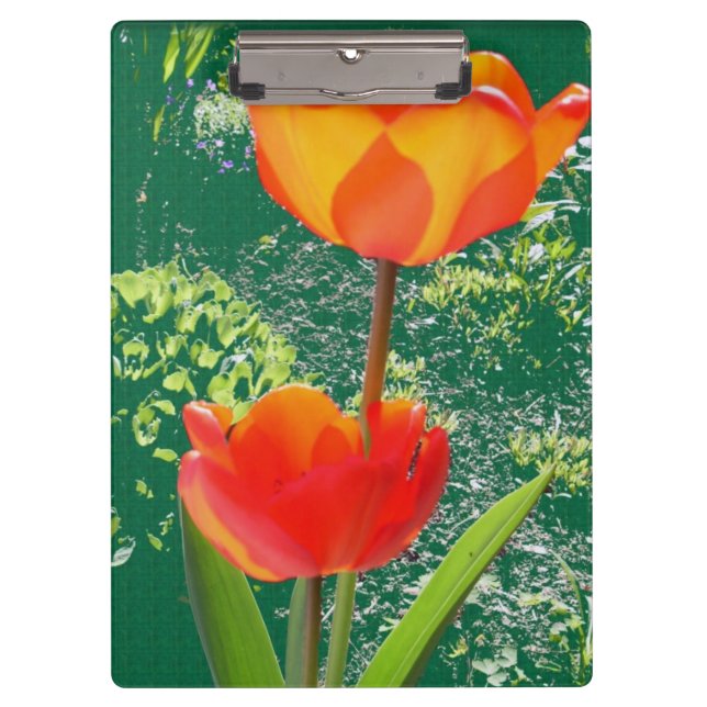 Portapapeles de flor naranja (Anverso)