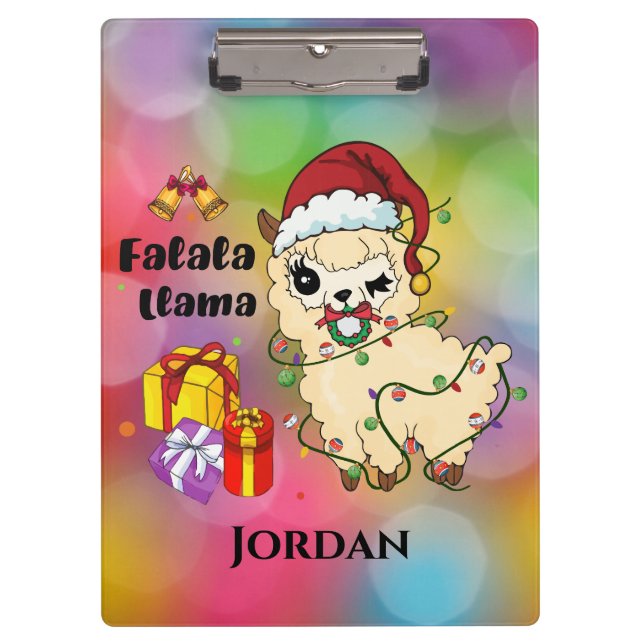 Portapapeles de Llama de Navidad (Anverso)