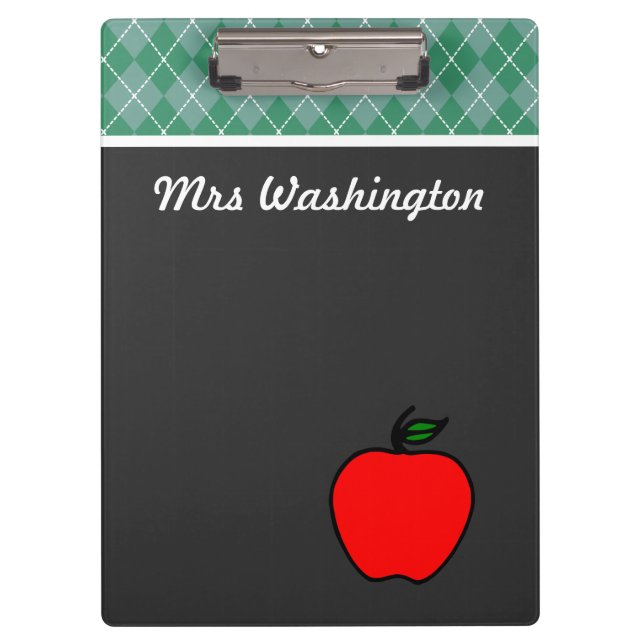Portapapeles de manzana de pizarra personalizado (Anverso)