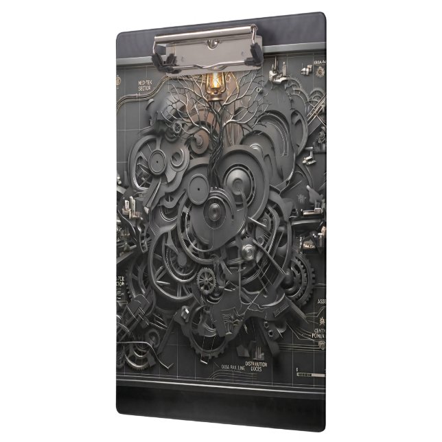 Portapapeles de mapa mecánico steampunk (Izquierda)
