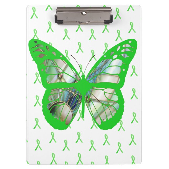 Portapapeles de mariposa verde de concienciación s (Anverso)