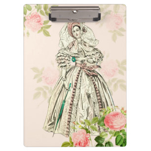 Portapapeles de moda vintage rosa pastel con flore