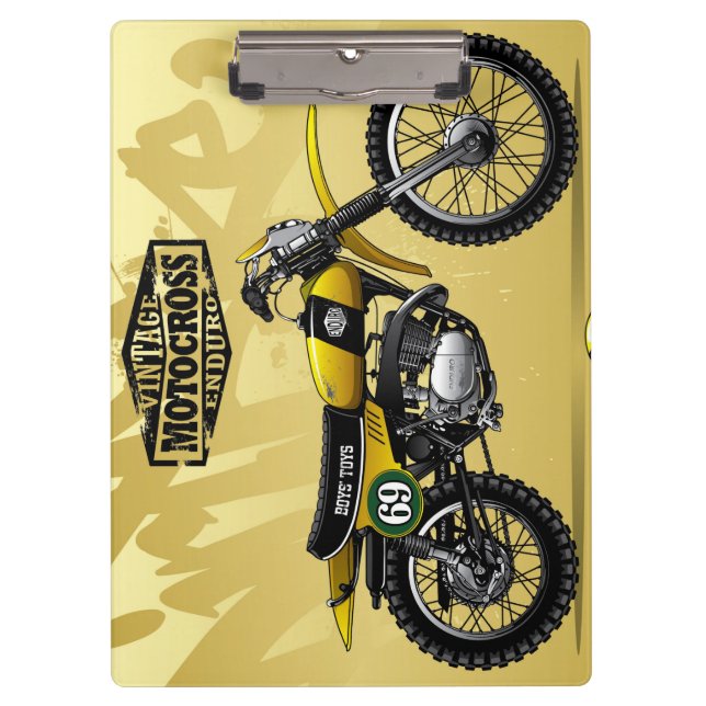Portapapeles de Motocross Yellow Dirt Bike | Fuera (Anverso)