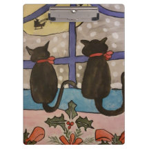 Portapapeles de Navidades de gato negro