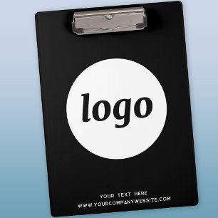 Portapapeles de Negocios con Logo y Texto en Blanc