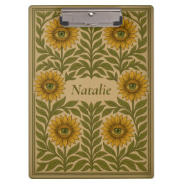 Portapapeles de nombre personalizado de girasol de