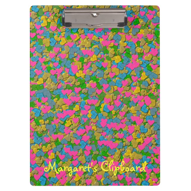 Portapapeles de Office Corazones de Confetti (Anverso)