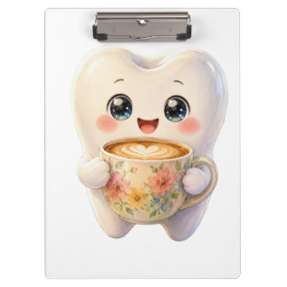 Portapapeles de personaje Kawaii amante del café d