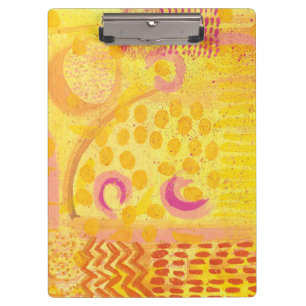 Portapapeles de pintura abstracta de coral amarill
