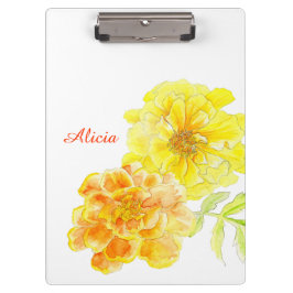 portapapeles de pintura de marigolas amarillas nar