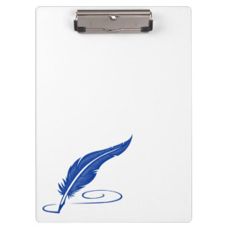 portapapeles de plumas azules