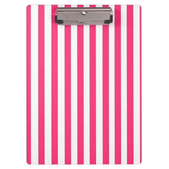 Portapapeles de rayas rosadas elegantes (Anverso)
