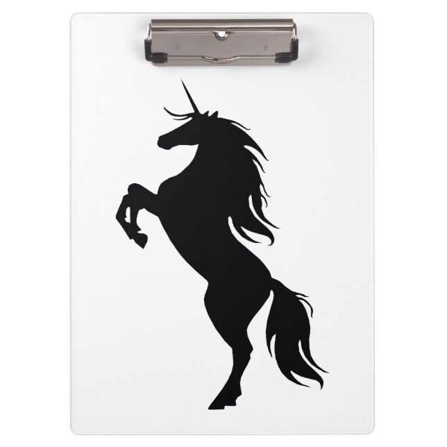 Portapapeles de silueta de unicornio negro (Anverso)