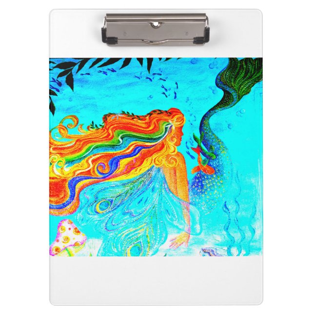 portapapeles de sirena de pelo de arco iris submar (Anverso)