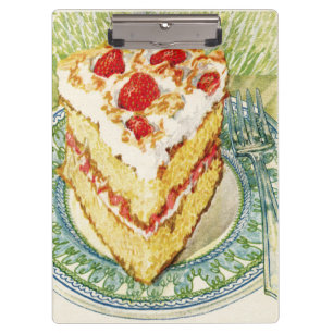 Portapapeles de tarta de capa de fresa de vintage