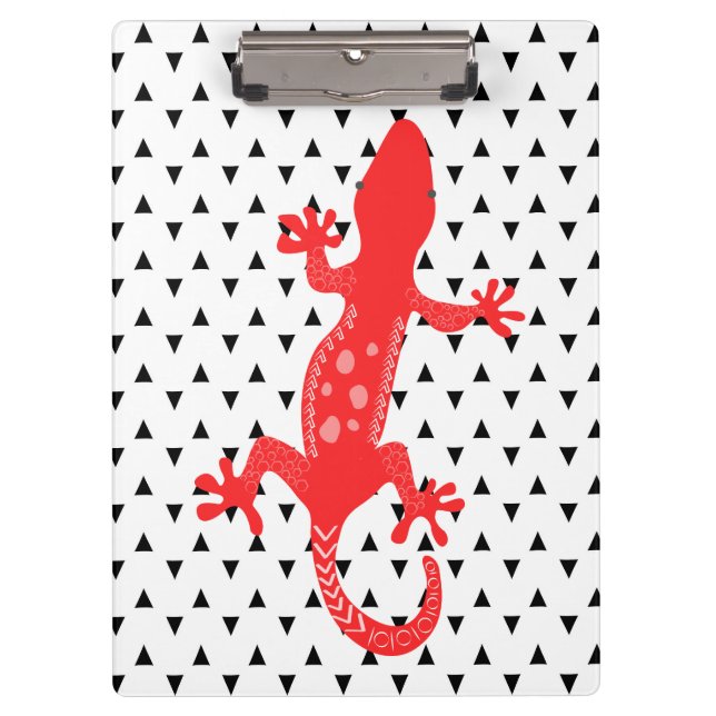 Portapapeles de triángulos blancos y negros Lizard (Anverso)