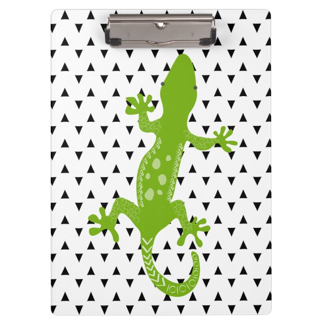 Portapapeles de triángulos blancos y negros Lizard (Anverso)