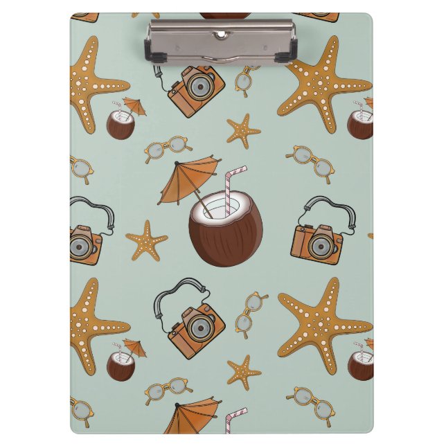 Portapapeles de vacaciones, códigos y cámaras (Anverso)