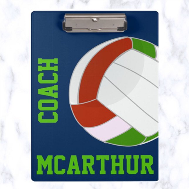 Portapapeles del entrenador de voleibol editable (What a great gift for a volleyball coach!)