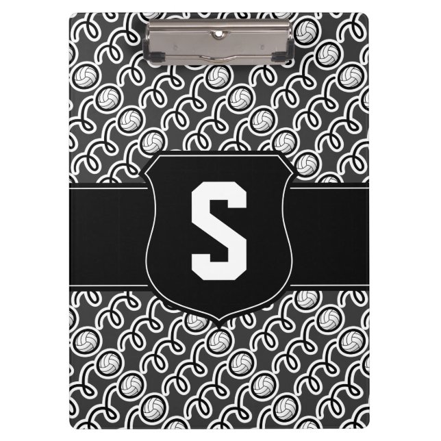 Portapapeles del entrenador de voleibol | Monogram (Anverso)