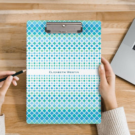 Portapapeles del patrón de diamante verde azul mod