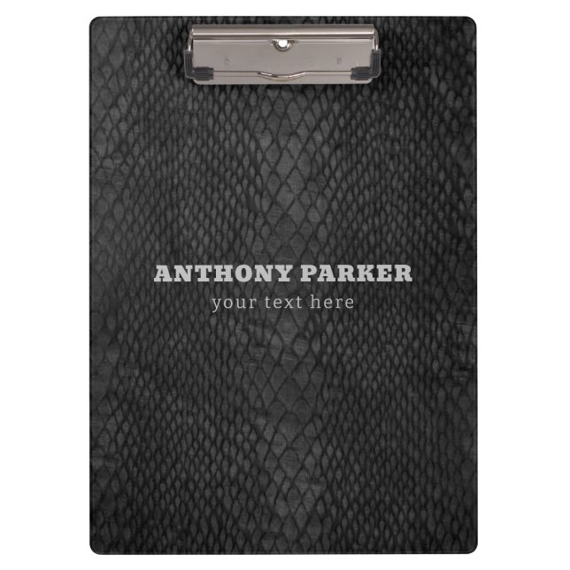 Portapapeles del patrón de Piel de serpiente negro (Anverso)