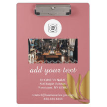 Portapapeles elegante rosa con texto personalizado