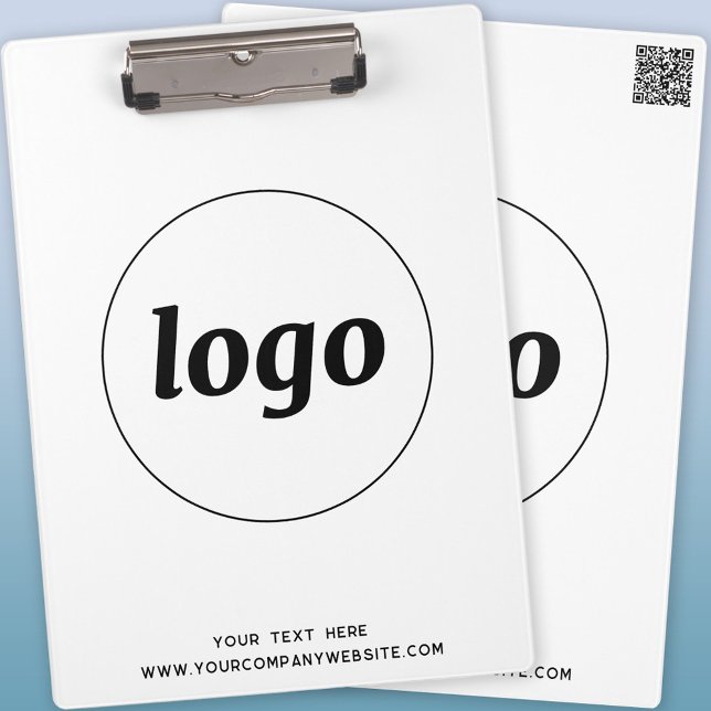 Portapapeles empresarial con logotipo, texto y cód (Logo QR code and custom text business promotional clipboard)