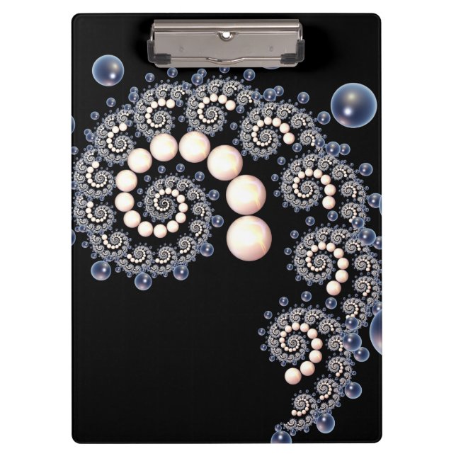 Portapapeles espiral marfil y perla azul (Anverso)