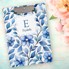 Portapapeles floral azul personalizado