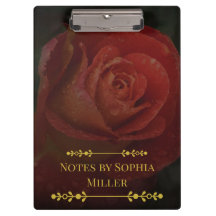 Portapapeles Floral Botánico de Rosa Roja Oscura E