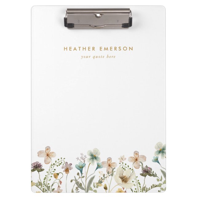 Portapapeles Floral de color de agua (Anverso)