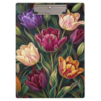 Portapapeles floral de tulipanes coloridos