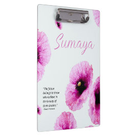 Portapapeles Floral Rosa Elegante Personalizable