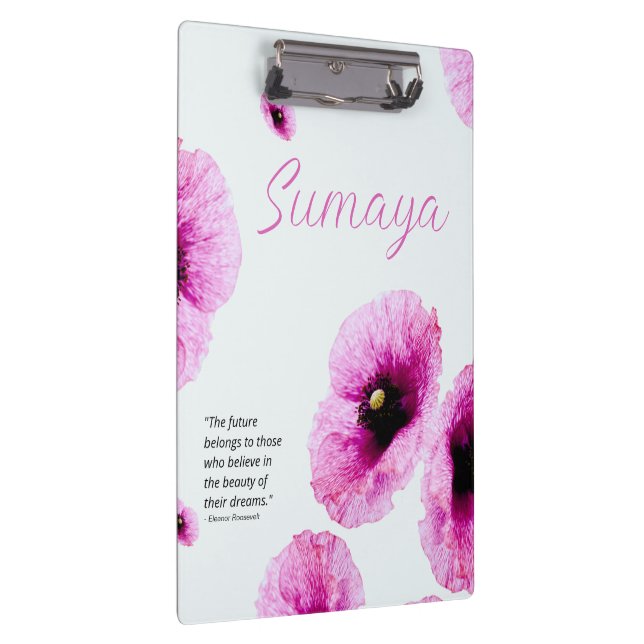 Portapapeles Floral Rosa Elegante Personalizable (Derecha)