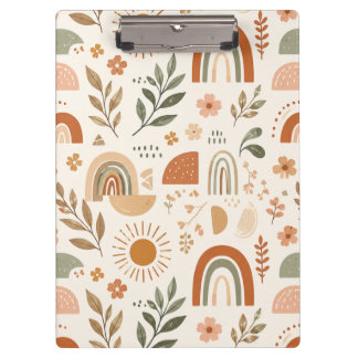 Portapapeles Floral Sol Arcoíris Boho Terroso