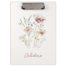 Portapapeles Floral Suave Moderno con Nombre Perso