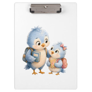 Portapapeles Hermano y Hermana Pájaro Azul Lindo