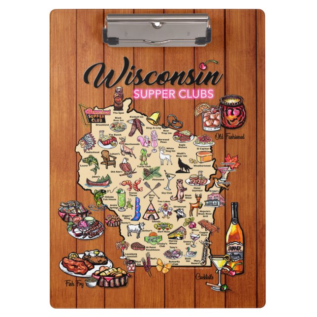 Portapapeles - Mapa del club de cena de Wisconsin (Anverso)