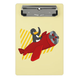 Portapapeles mini cartoon de pingüino volador