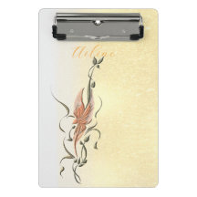 Portapapeles mini con vid floral dorada elegante