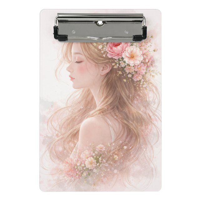 Portapapeles mini floral | Mujer estética (Anverso)