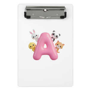 Portapapeles mini letra A globo rosa 3D
