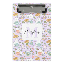 Portapapeles mini personalizado de gatos y té libr