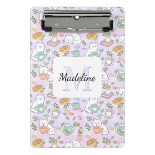 Portapapeles mini personalizado de gatos y té libr